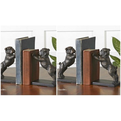TWO PAIR MID CENTURY STYLE PAIR AGED CAST IRON FRENCH BULLDOG DOG BOOKENDS    173447346240